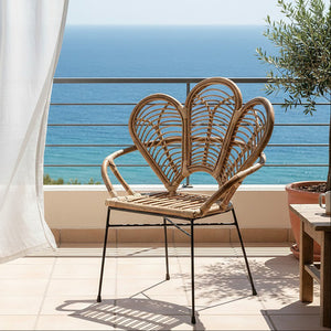 Manado Natural Rattan Armchair with Scalloped Back