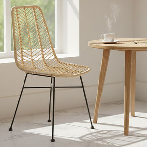 Manado Jawit Natural Rattan Dining Chair with Black Finish Legs