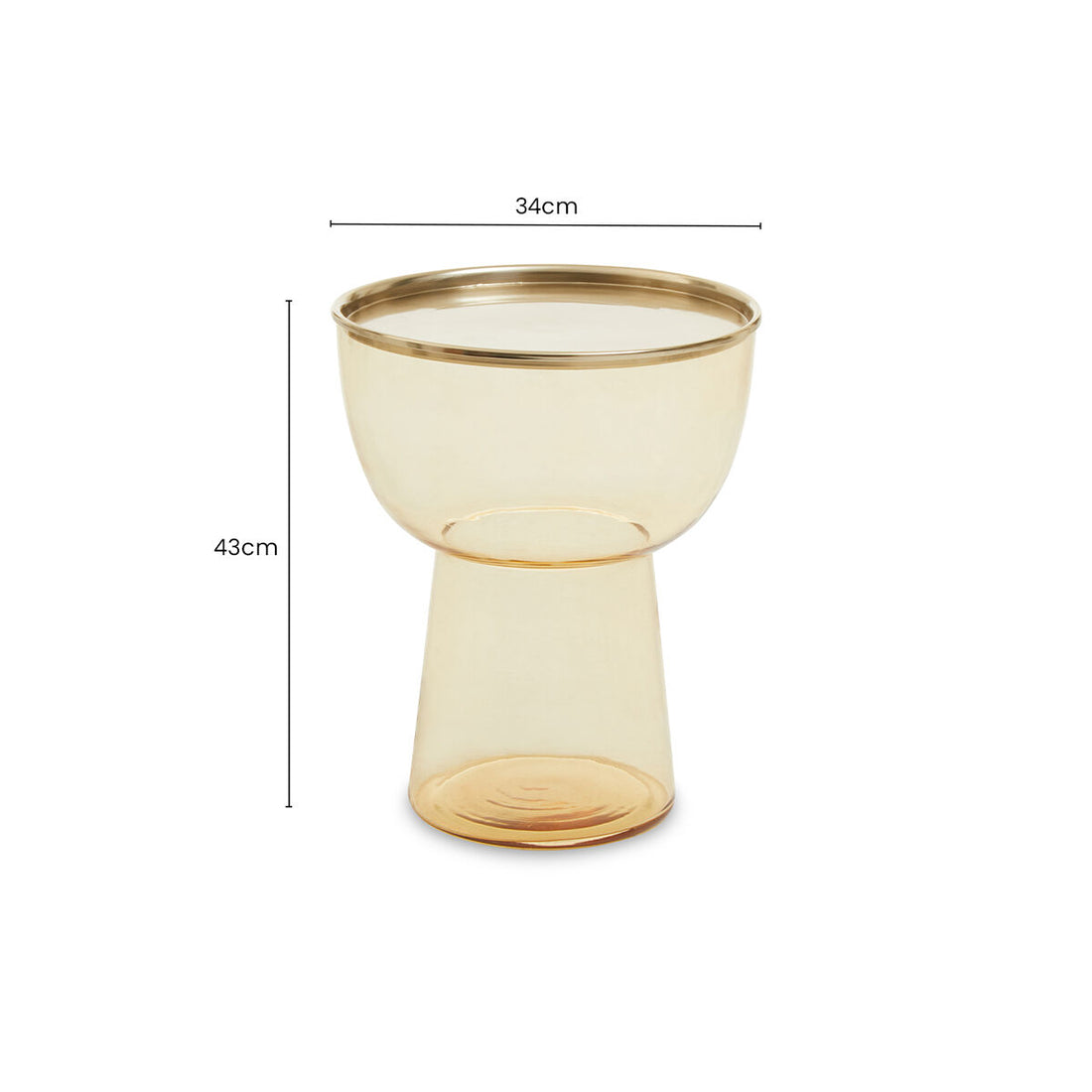 Retro Amber Glass Side Table with Gold-Tone Metal Frame, Martini