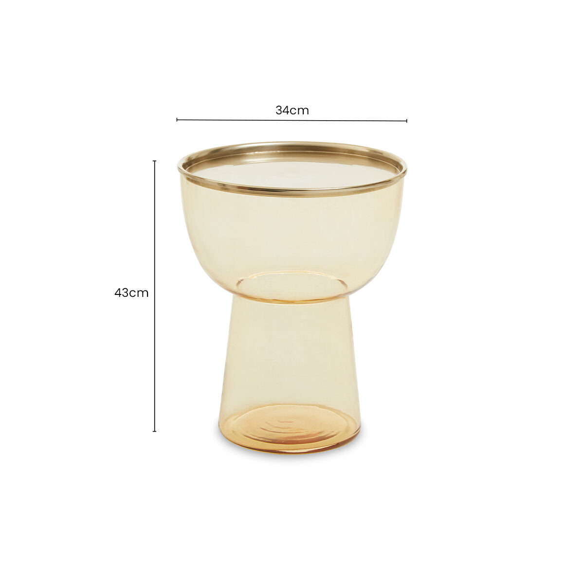 Retro Amber Glass Side Table with Gold-Tone Metal Frame, Martini