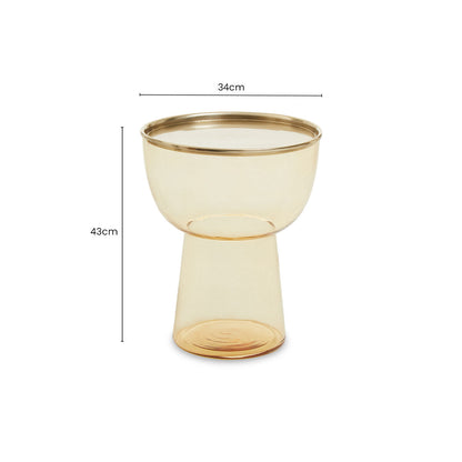 Retro Amber Glass Side Table with Gold-Tone Metal Frame, Martini