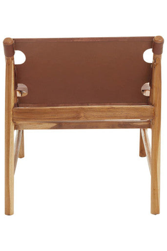 Kendari Antique Brown Leather Sling Chair - Image 6