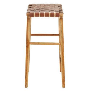 Kendari Light Brown Leather Stool