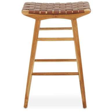 Kendari Light Brown Leather Stool