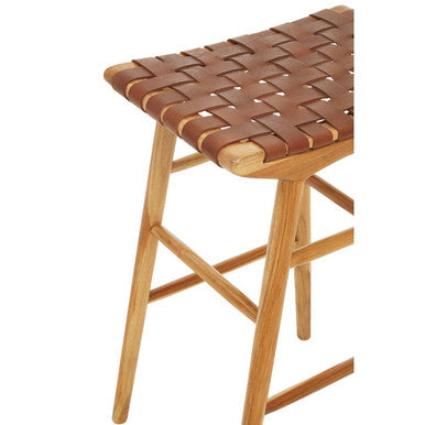 Kendari Light Brown Leather Stool