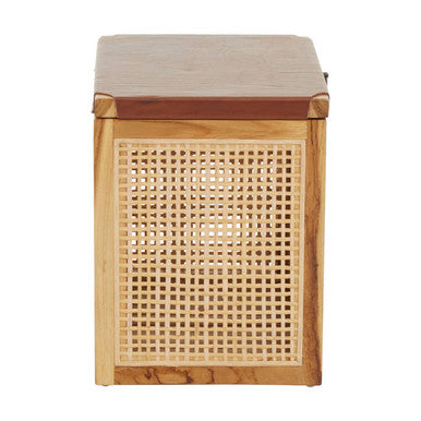 Kendari Rattan and Leather Storage Box Side Table