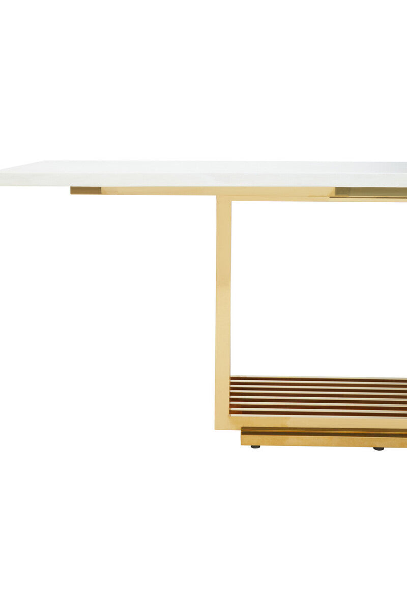 Moda Ivory White Marble Dining Table - Image 4