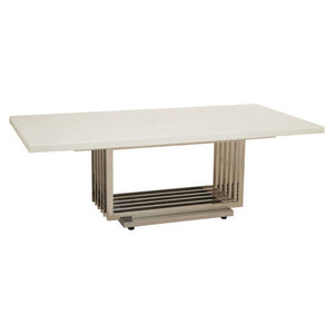 Moda White Fuax Marble Coffee Table With Silver Finish Frame