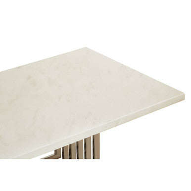 Moda White Fuax Marble Coffee Table With Silver Finish Frame