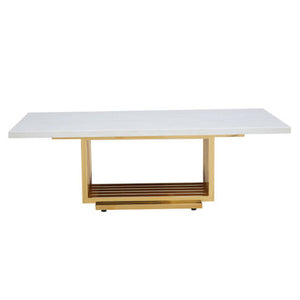 Moda Ivory White Faux Marble Coffee Table With Gold Finished Frame