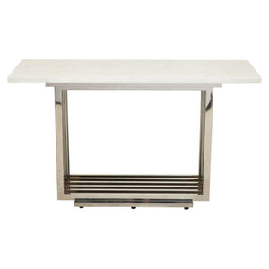 Moda White Faux Marble Console Table With Silver Finish Frame