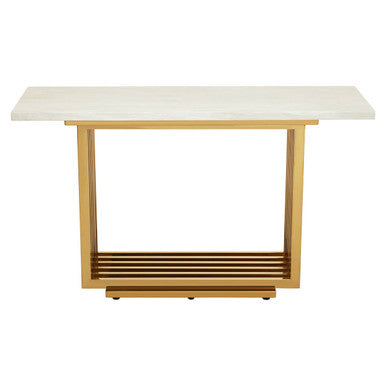 Table with marble top and gold frame on a white background