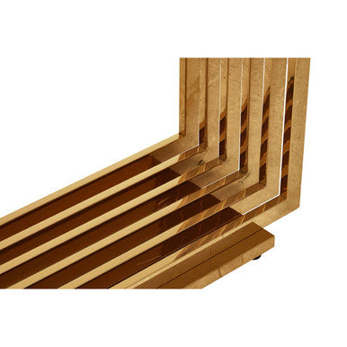 Moda Ivory White Faux Marble Console Table With Stainless Steel Base