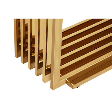 Moda Ivory White Faux Marble Console Table With Stainless Steel Base