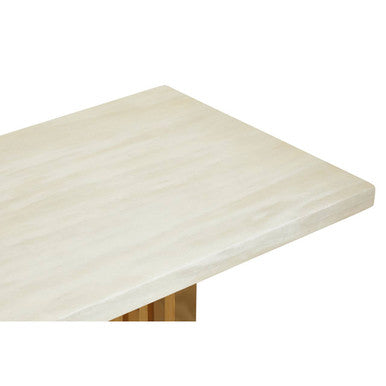 Moda Ivory White Faux Marble Console Table With Stainless Steel Base