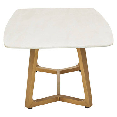 Moda White Faux Marble Coffee Table With Brushed Gold Base - Image 3