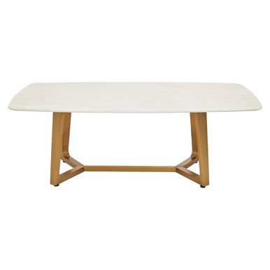 Moda White Faux Marble Coffee Table With Brushed Gold Base