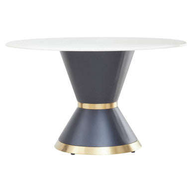 Moda White Faux Marble Top Dining Table