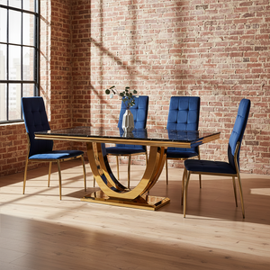 Moda Black Faux Marble Rectangular Dining Table