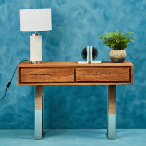 Simla Acacia Wood Two Drawer Console Table