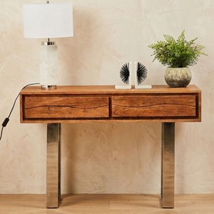 Simla Acacia Wood 2 Drawer Console Table