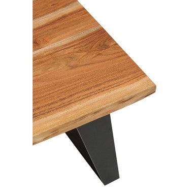 Surax Acacia Wood And Looped Iron Base Side Table