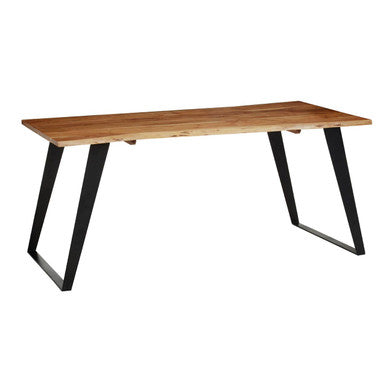 Surax Acacia Wood And Looped Iron Base Dining Table