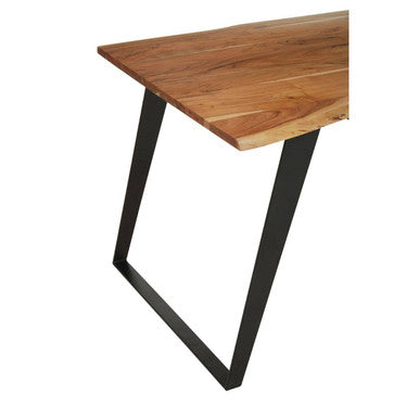 Surax Acacia Wood And Looped Iron Base Dining Table