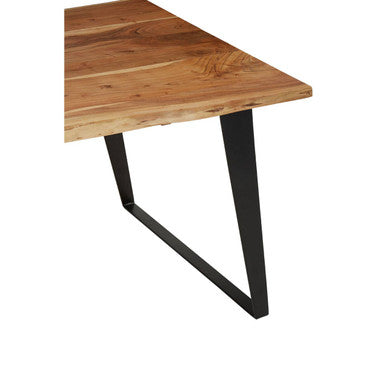 Surax Acacia Wood And Looped Iron Base Dining Table