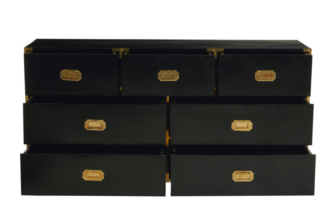 Sarter Seven Drawer Black Mango Wood Chest