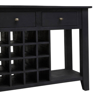 Fusion Black Mango Wood Console Table with Wine Storage