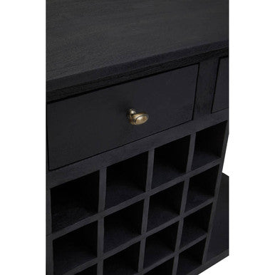 Fusion Black Mango Wood Console Table with Wine Storage