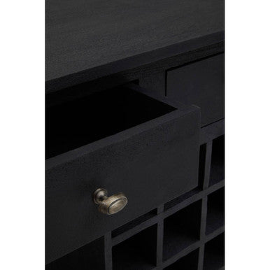 Fusion Black Mango Wood Console Table with Wine Storage