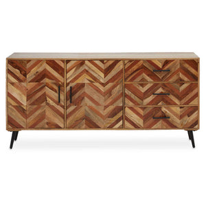 Boho Two Door and Three Drawer Mango Wood Sideboard