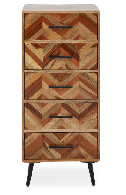 Boho Five Drawer Mango Wood Chest