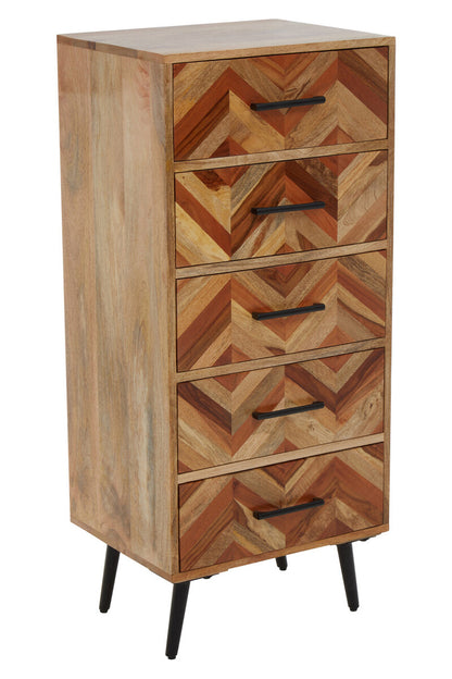 Boho Five Drawer Mango Wood Chest