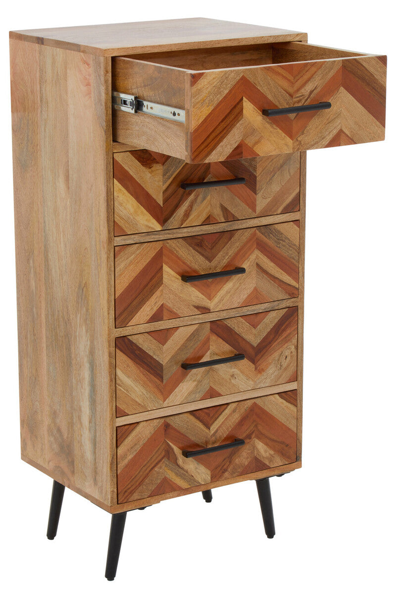 Boho Five Drawer Mango Wood Chest