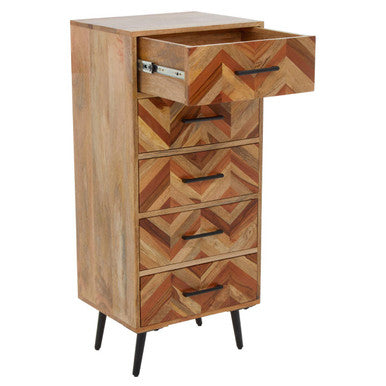 Boho Five Drawer Mango Wood Chest