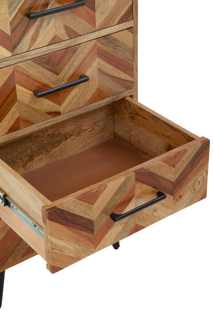 Boho Five Drawer Mango Wood Chest