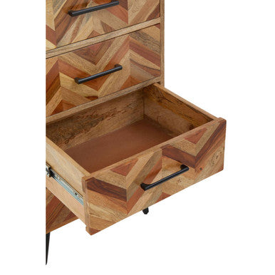 Boho Five Drawer Mango Wood Chest - Image 8