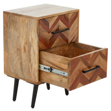 Boho Two Drawer Bedside Table In Mango Wood - Image 6