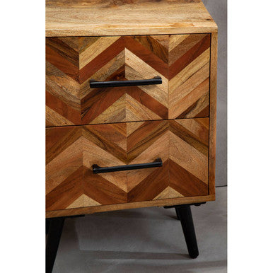 Boho Two Drawer Bedside Table In Mango Wood - Image 9