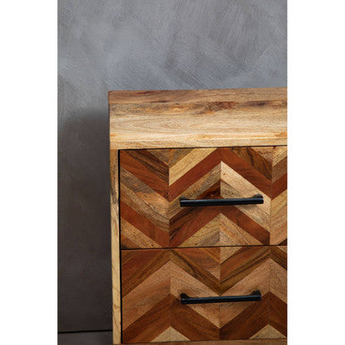 Boho Two Drawer Bedside Table In Mango Wood - Image 10