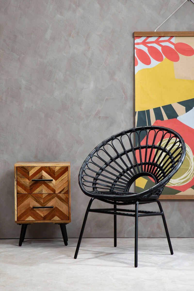 Boho Two Drawer Bedside Table In Mango Wood - Image 3