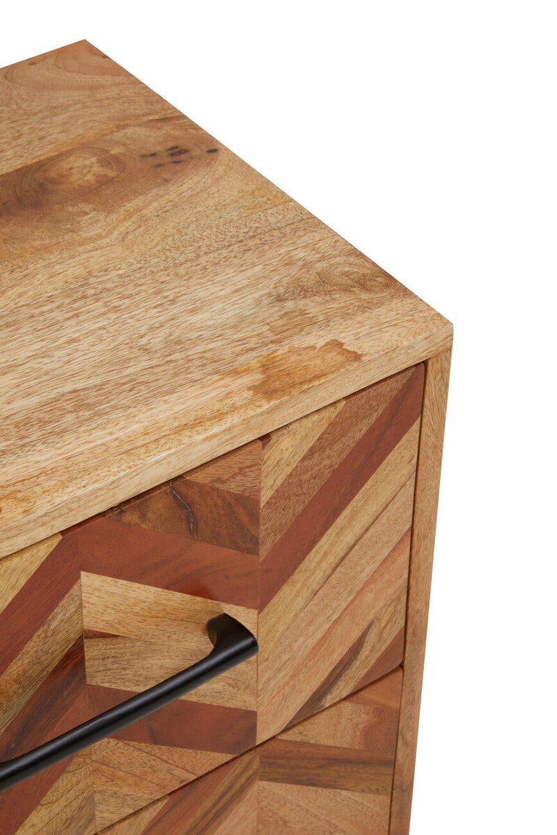 Boho Two Drawer Bedside Table in Mango Wood