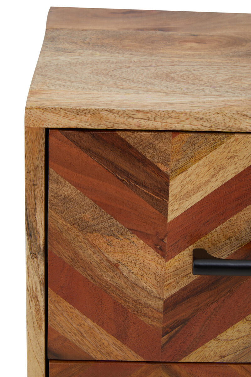Boho Two Drawer Bedside Table in Mango Wood