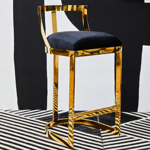 Azalea Black Velvet Bar Stool