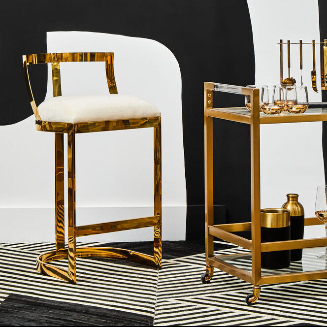 Azalea Ivory Velvet Bar Stool - Image 1