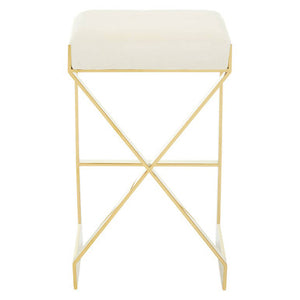 Azalea Ivory And Gold Finish Bar Stool