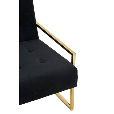 2 Seater Black Velvet Sofa, Azalea - Image 6